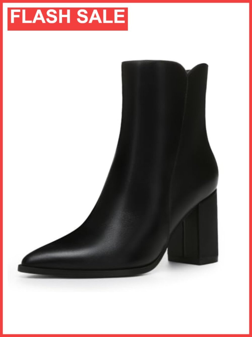Women's Chunky High Heel Pointed Toe Ankle Booties Side Zip